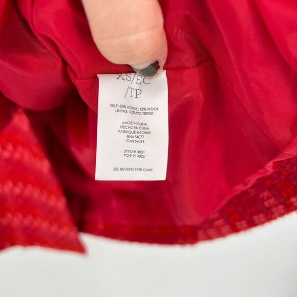 CABI Red Pink Tweed Sloan Snap Button Collared Coat Jacket Size XS - Picture 8 of 9